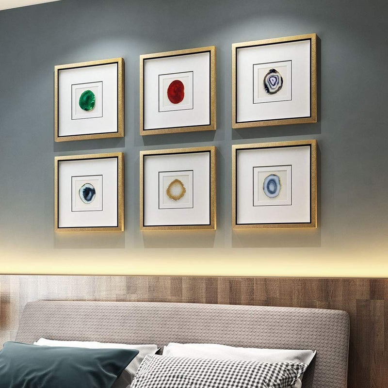 ARTECORS Handmade 15.7"x15.7" Gold Edge Natural Agate Wall Art with Shadow Box Frame Front Glass for Living Room Bedroom Home Decoration - Image 5
